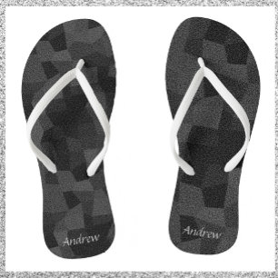 Black and Grey Abstract Geometric Jandals