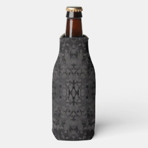 Black And Grey Abstract Graphic Art Design Bottle Cooler