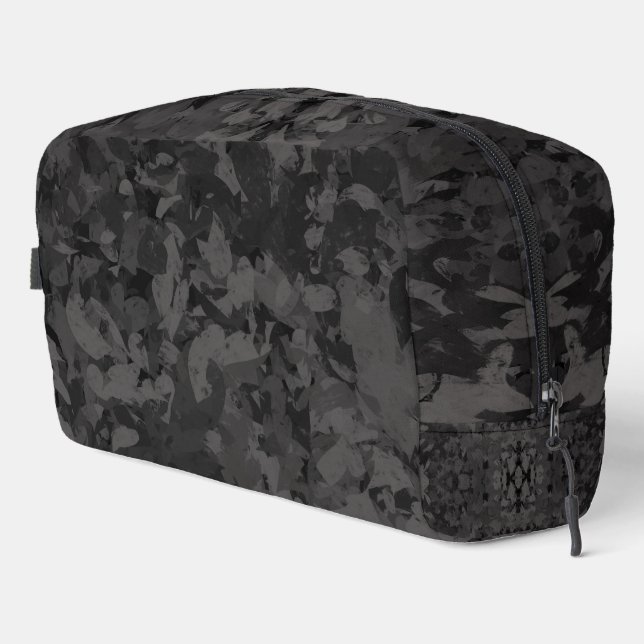 Black And Grey Abstract Graphic Art Design Dopp Kit (Right Corner)
