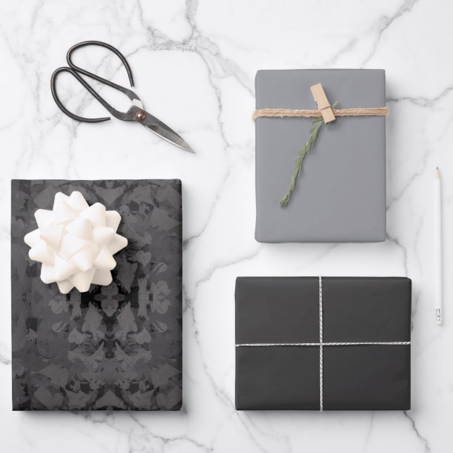 Black And Grey Abstract Graphic Art Design Wrapping Paper Sheet (Front)