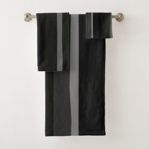 Black and Grey Abstract Stripes Bath Towel Set