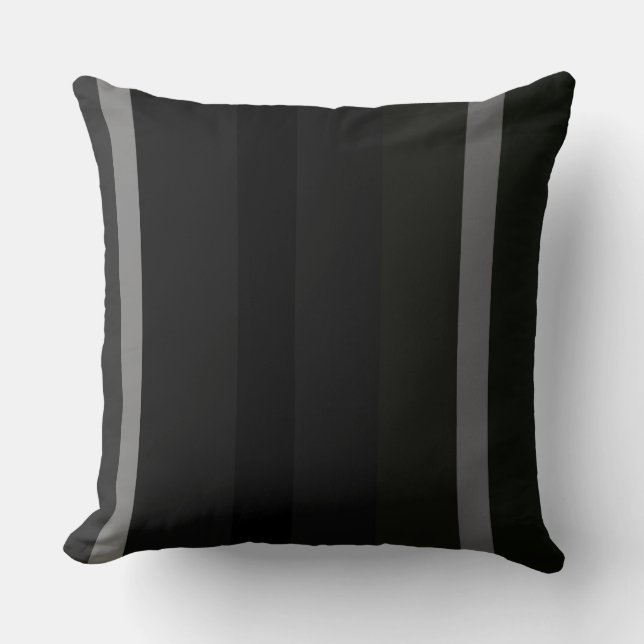 Black and Grey Abstract Stripes Cushion (Front)