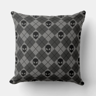 Black and Grey Alien Argyle Pattern Cushion