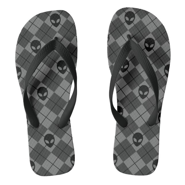 Black and Grey Alien Argyle Pattern Jandals (Footbed)
