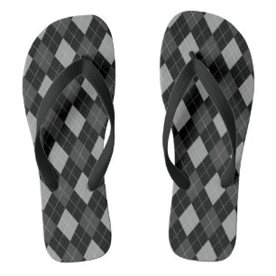 Black and Grey Argyle Jandals
