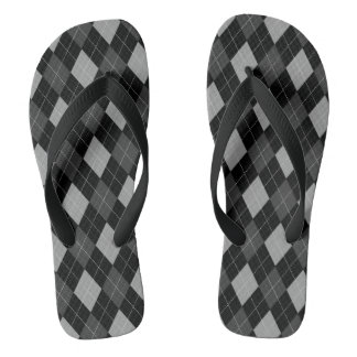 Black and Grey Argyle Jandals