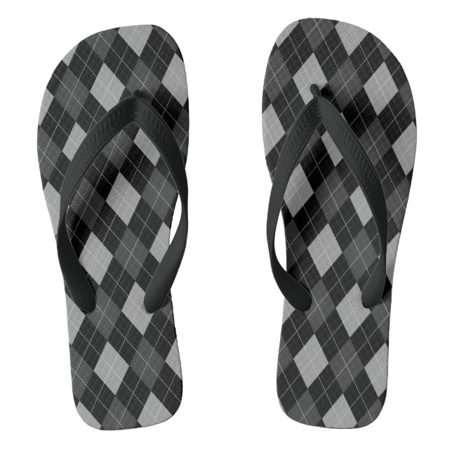 Black and Grey Argyle Jandals (Footbed)