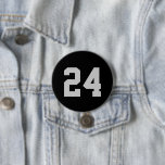 Black and Grey Athlete Jersey Number 7.5 Cm Round Badge<br><div class="desc">Cheer on your favourite sports team, football player or just show off your school pride with a custom personalised spirit button! Personalise with a player's jersey number or other custom text. Perfect for football, basketball, baseball and soccer games! Create custom pins for the whole team, cheerleaders, parents and siblings to...</div>