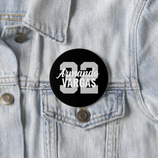 Black and Grey Athlete Jersey Number 7.5 Cm Round Badge