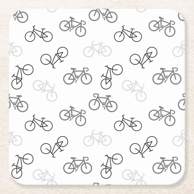 Black and Grey Bikes Square Paper Coaster (Front)