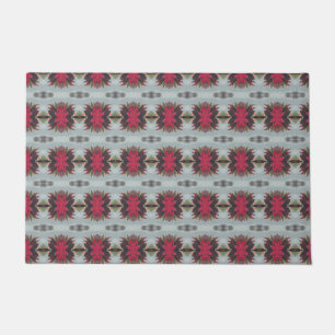 Black and Grey Blue With Red Doormat