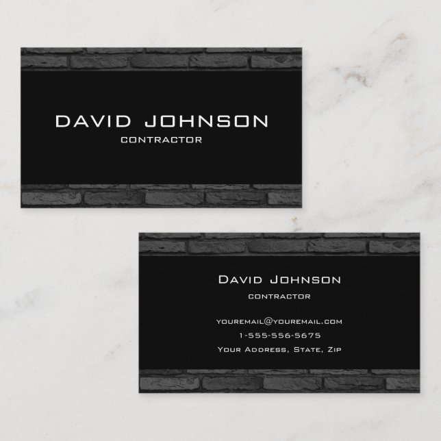 Black and Grey Brick Simple Design Business Card (Front/Back)