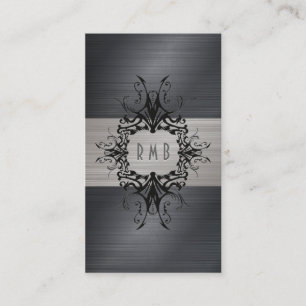 Black And Grey Brushed Aluminium Metal Look Business Card