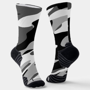 black and grey camo abstract socks