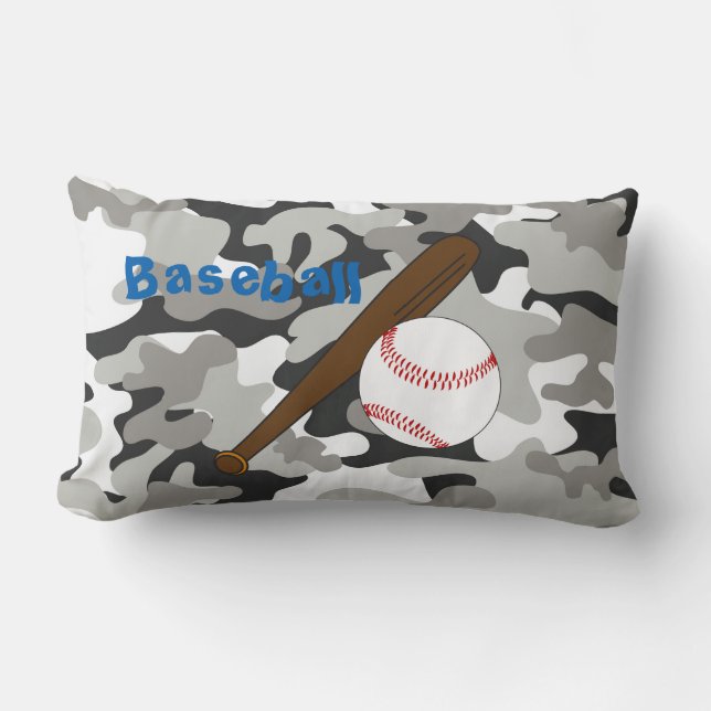 Black and Grey Camo Baseball Pillow (Front)