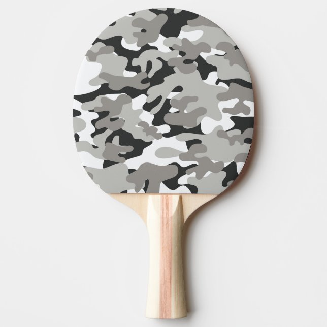 Black and Grey Camo Ping Pong Paddle (Front)