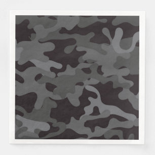 Black and Grey Camouflage Paper Dinner Napkins