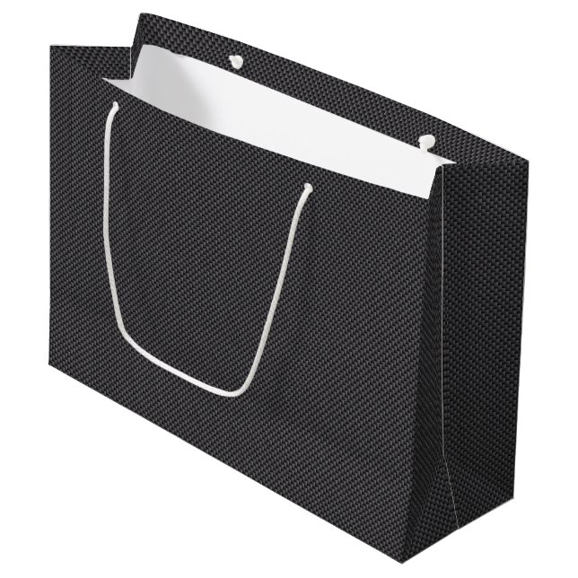 Black and Grey Carbon Fiber Material Large Gift Bag (Front Angled)