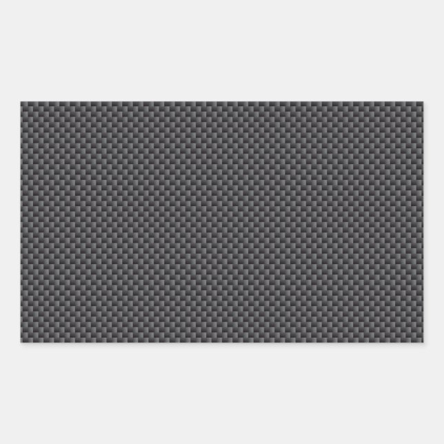 Black and Grey Carbon Fibre Polymer Rectangular Sticker (Front)
