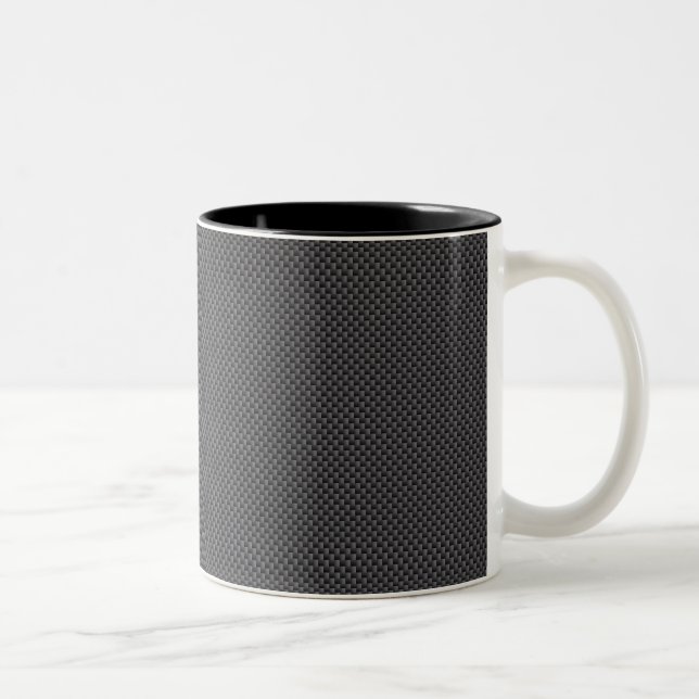 Black and Grey Carbon Fibre Polymer Two-Tone Coffee Mug (Right)