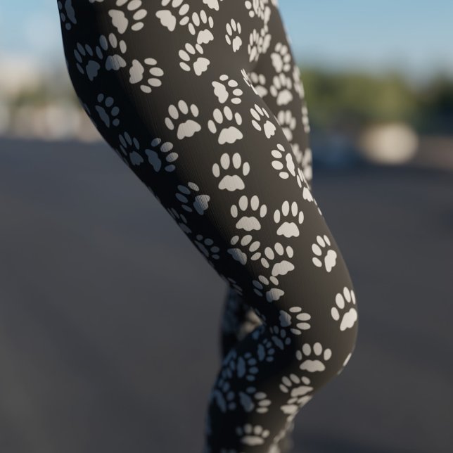 Black and Grey Cat Paw Pattern Leggings (For the cat lady to wear)