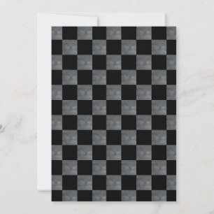 Black and Grey Chequered Birthday Party Invitation