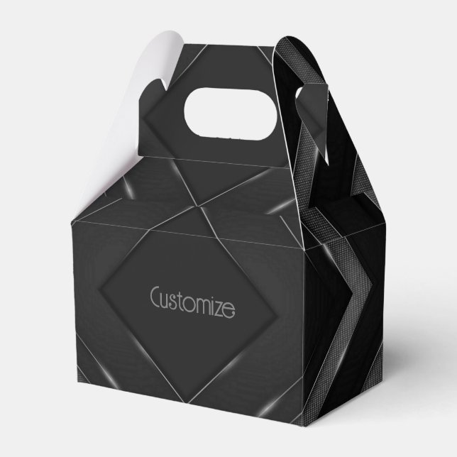 Black And Grey Chevron Gable Favour Box (Front Side)