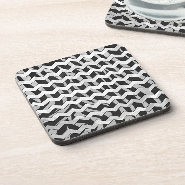 Black and Grey Chevron Zebra pattern Coaster (Left Side)