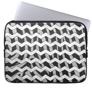 Black and Grey Chevron Zebra pattern Laptop Sleeve