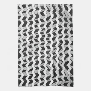 Black and Grey Chevron Zebra pattern Tea Towel