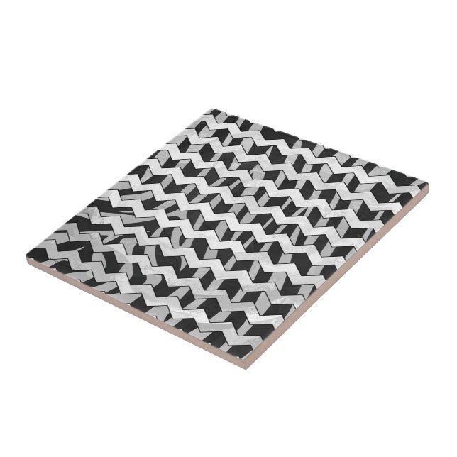 Black and Grey Chevron Zebra pattern Tile (Side)