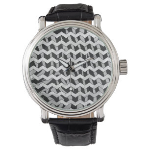Black and Grey Chevron Zebra pattern Watch