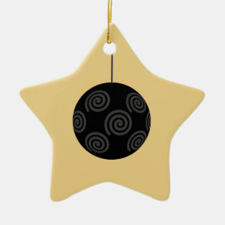 Black and Grey Christmas Bauble on Gold. Ceramic Tree Decoration