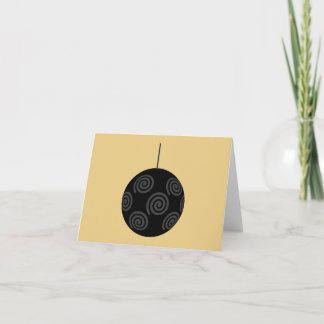 Black and Grey Christmas Bauble on Gold. Holiday Card