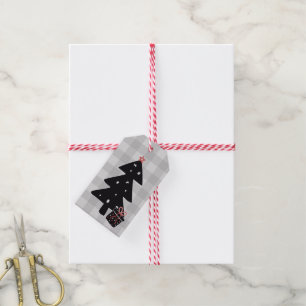 Black and Grey Christmas Tree Gift Tag
