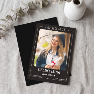 Black And Grey Classic Photo Graduation Announceme Invitation