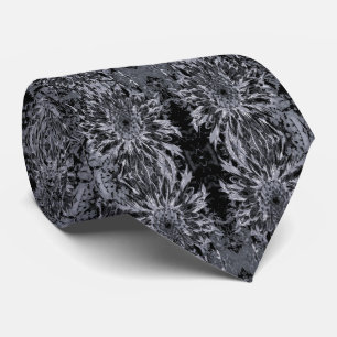 Black and Grey Dahlia Flower Tie