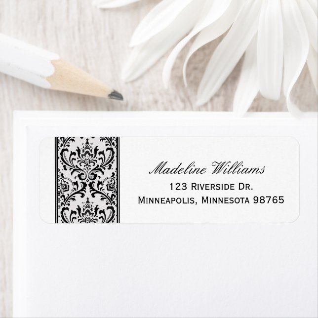Black and Grey Damask Return Address (Insitu)