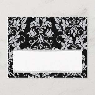 Black and Grey Damask Wedding Writable Place Card