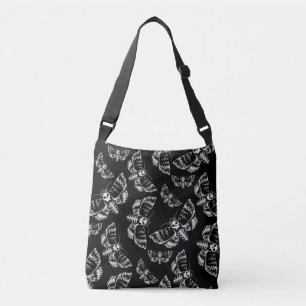 Black and Grey Deaths Head Hawk Moth Gothic Skull Crossbody Bag