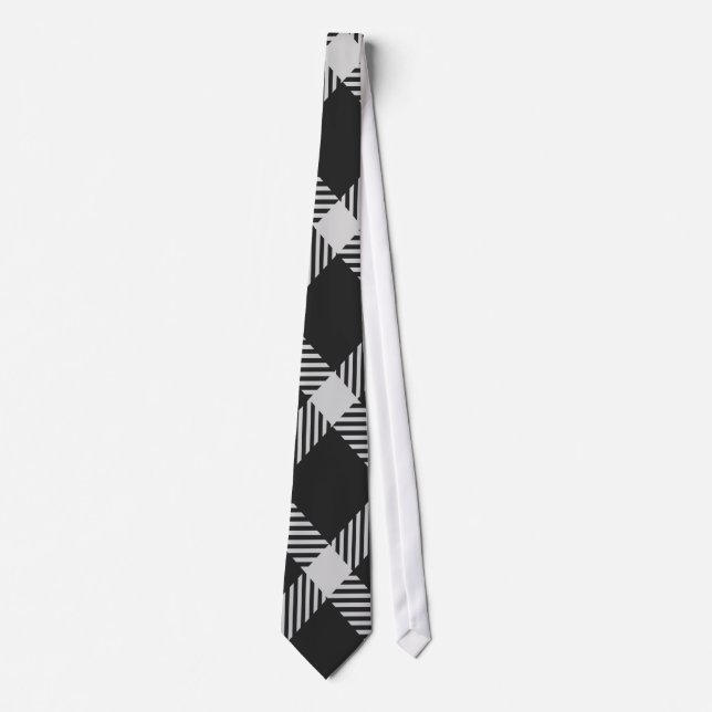 Black and Grey diagonal Striped Tie (Front)