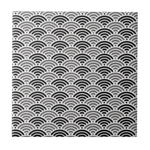 Black And Grey Dragon Scale Kimono Pattern Tile