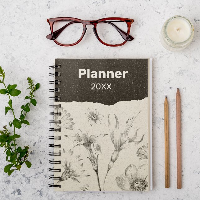 Black and Grey Elegant Flowers  Planner (Creator Uploaded)