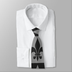 Black and Grey Fleur de lis Tie