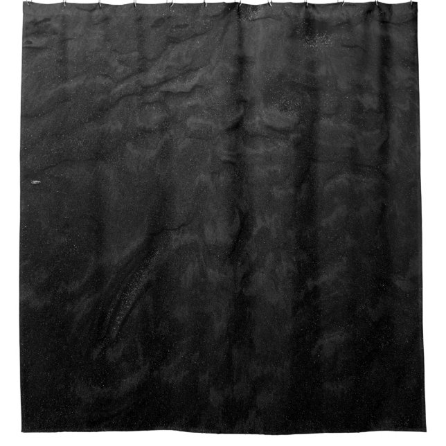 Black and grey floral textile shower curtain (Front)