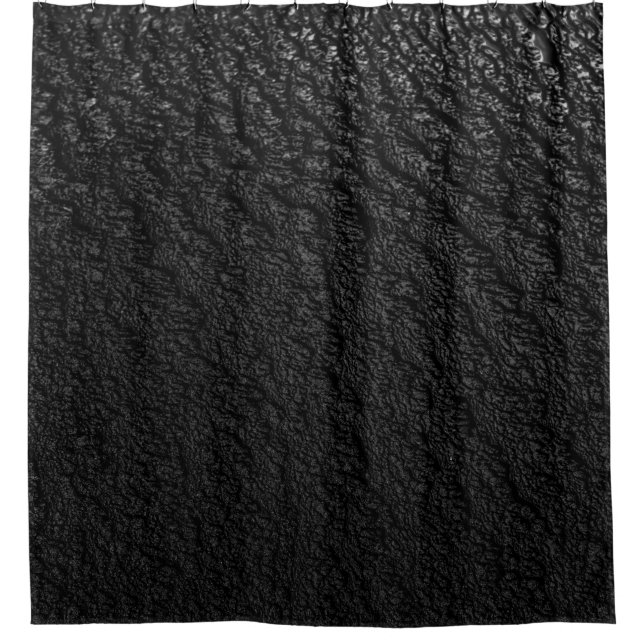 Black and grey floral textile shower curtain (Front)