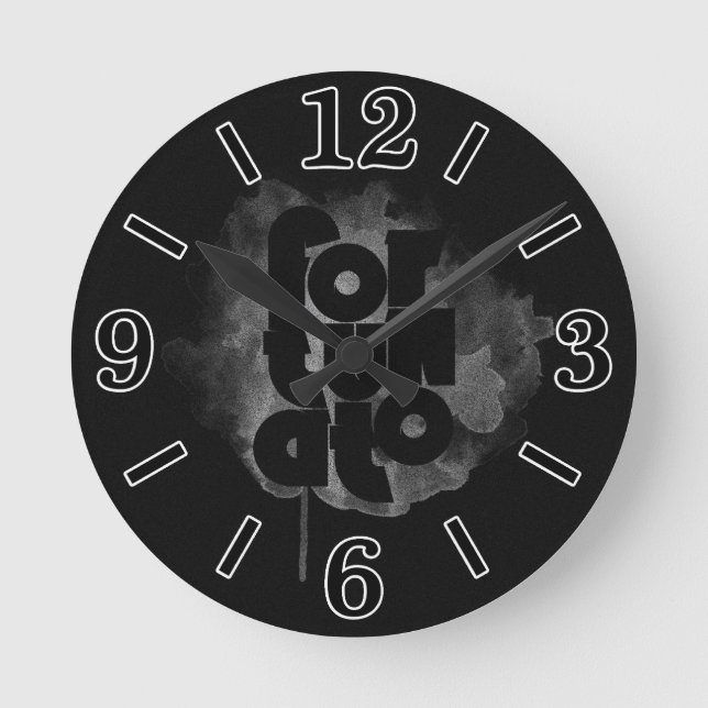 Black and Grey Fortunato Round Clock (Front)