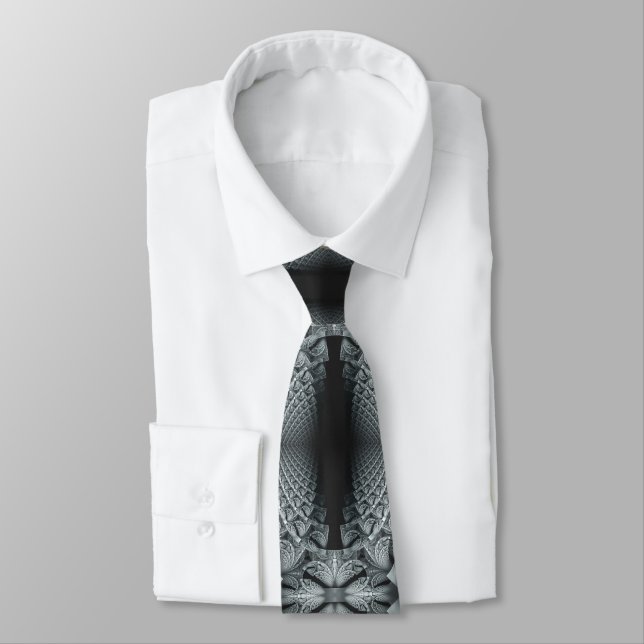 Black and Grey Fractal Tie (Tied)