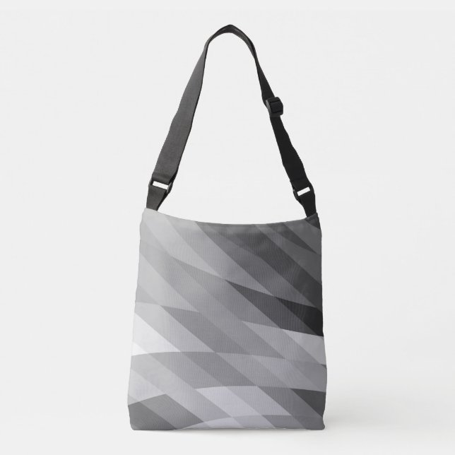 Black and Grey Geometric Abstract Vibrant Crossbody Bag (Front)
