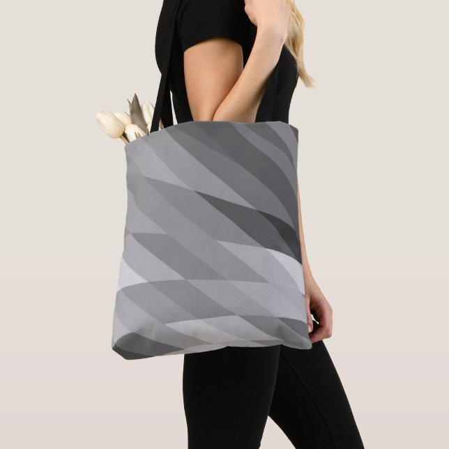 Black and Grey Geometric Abstract Vibrant Tote Bag (Close Up)